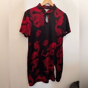 SHEIN! Red & Black Dragon dress 1X